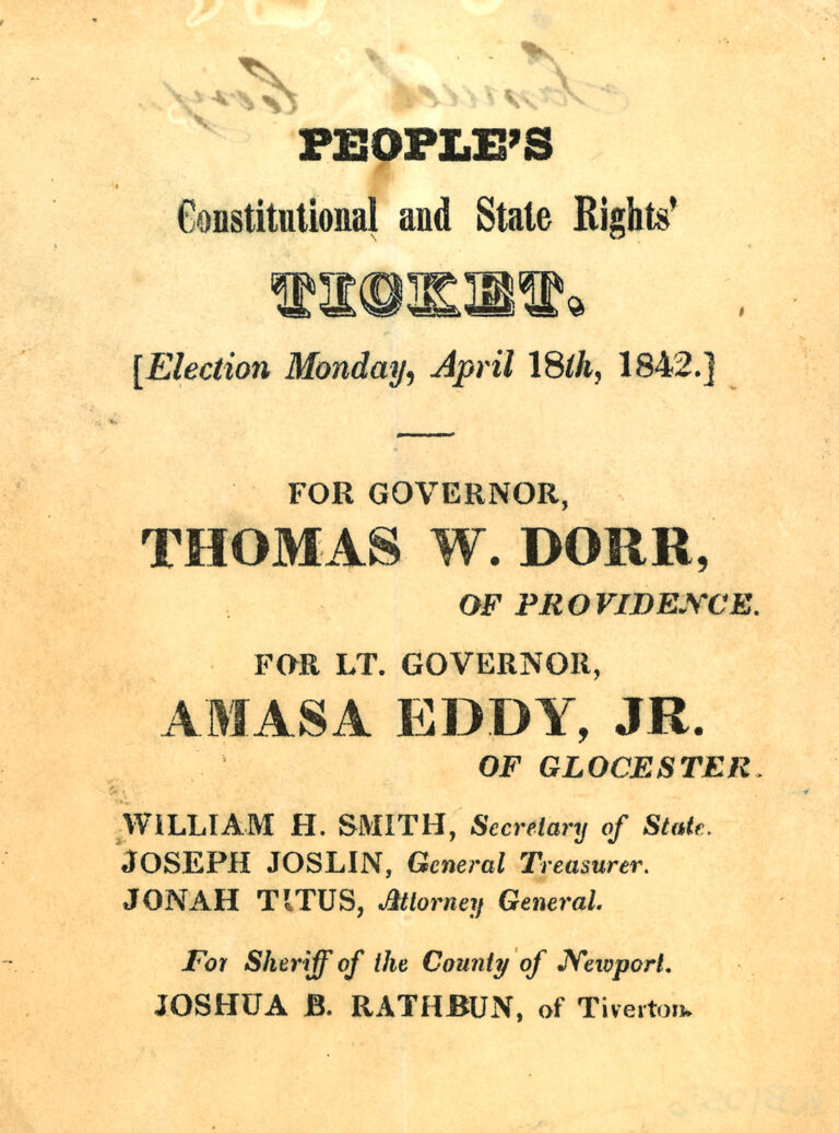 Print of ballot ticket with date and candidates.