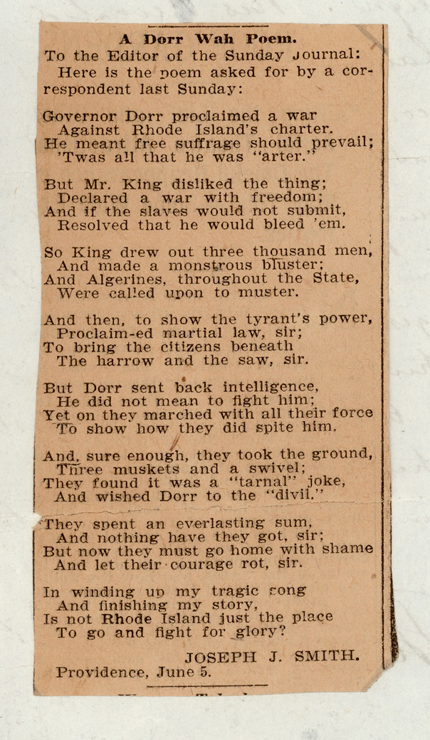 Newspaper clipping of a poem.